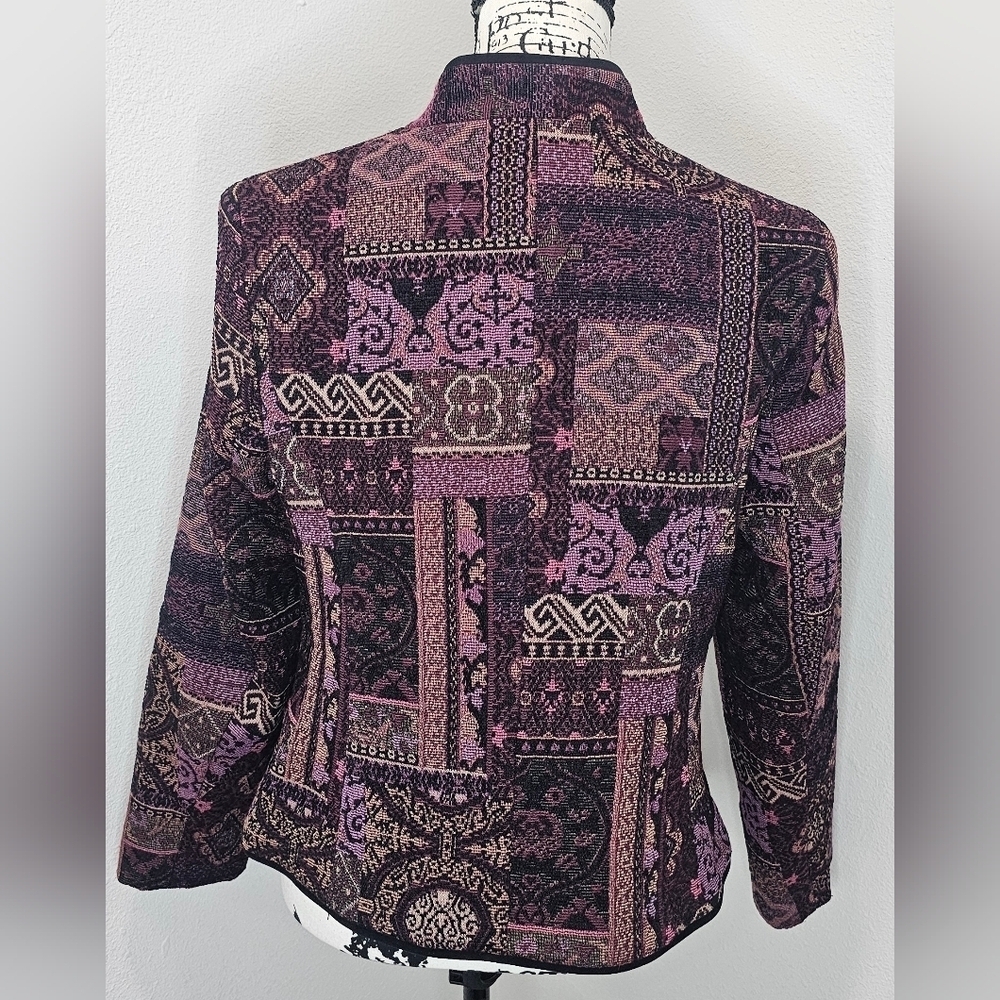 Christopher & Banks Tapestry Button Up Jacket Womens Medium Bohemian Patchwork - Picture 9 of 16